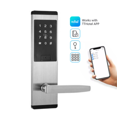 قفل الباب ذكي من الفولاذ المقاوم للصدأ باللون الأسود مع تطبيق TTlock الذكي