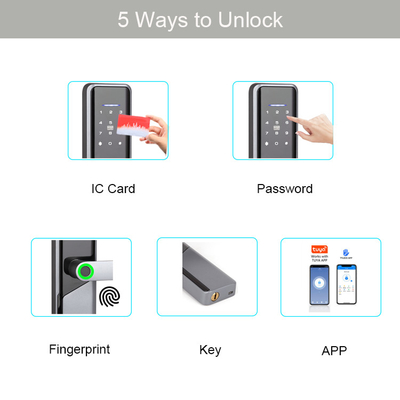 قفل باب ذكي من سبائك الألومنيوم TTlock Tuya WiFi رقمي ببصمة الإصبع مع مفتاح بطاقة كلمة المرور