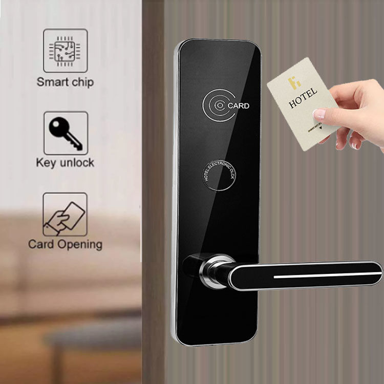 بطاقة مفتاح RFID باللون الأسود قفل باب فندق ذكي مع برنامج إدارة فندق مجاني